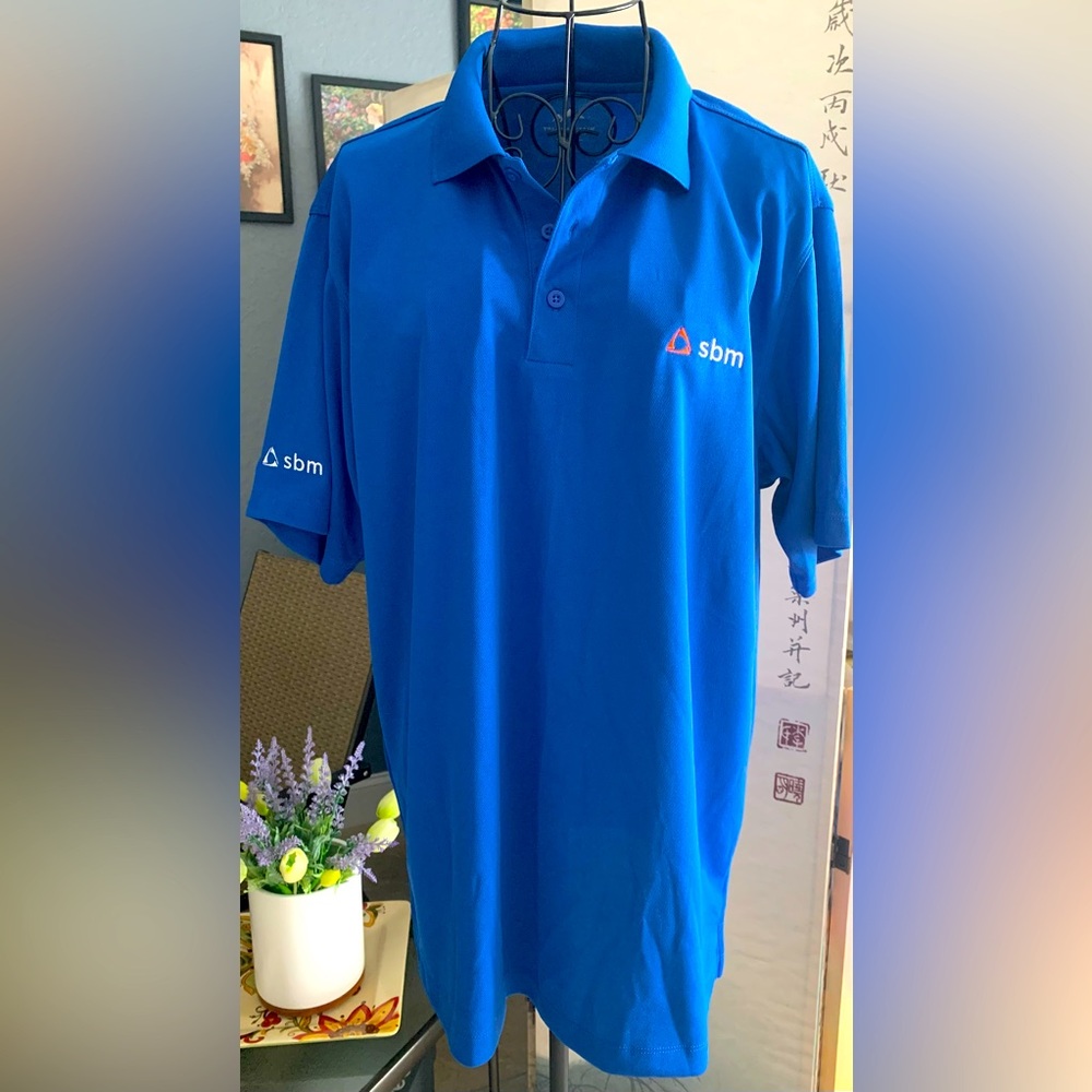 Blue button down tee shirt